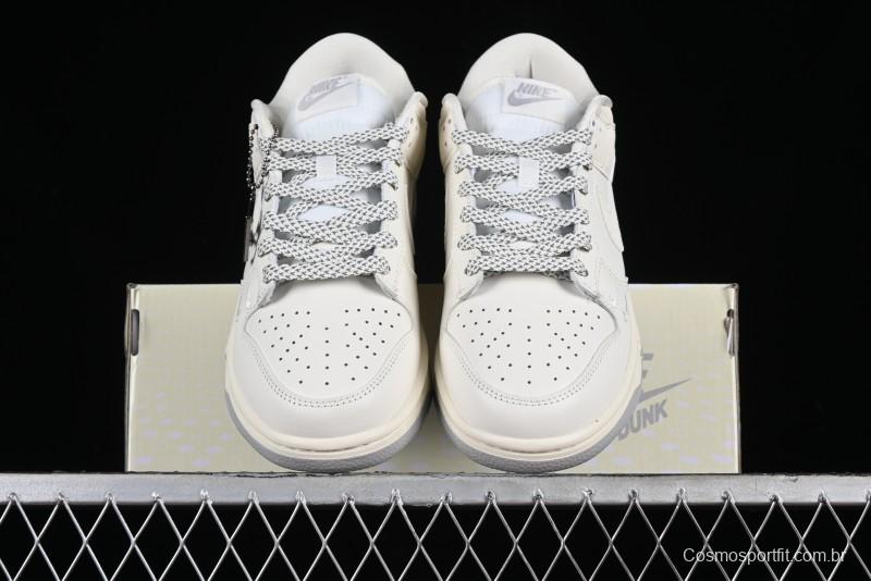 Nike SB Dunk Low LV Collaboration - Double Swoosh Beige Grey Anniversary High-End Custom Low-Top Casual Skate Shoes - FC2025-306