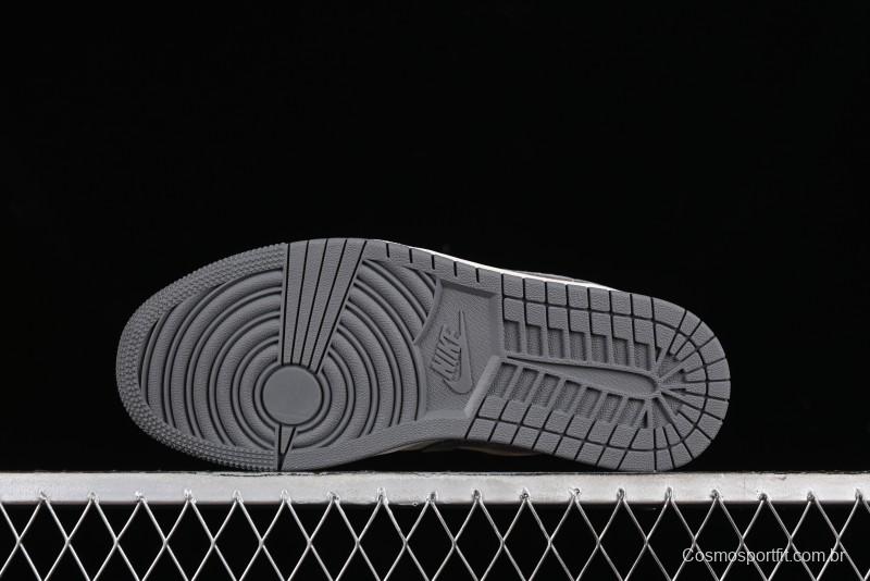 Nike Air Jordan 1 Low AJ1 Stussy Collaboration - Grey Pigskin Custom Low-Top Basketball Shoes - SJ9950-010
