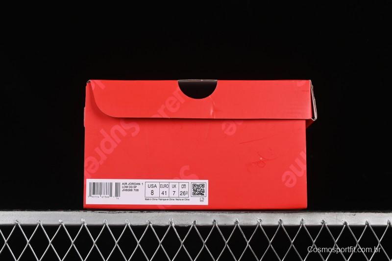 Nike Travis Scott x Fragment Design x Air Jordan 1 Low OG SP AJ1 Supreme Collaboration - Green Canvas Swoosh Low-Top Casual Sneakers - JH6088-706