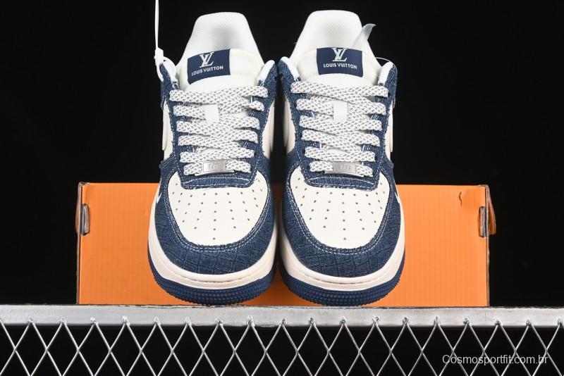 Nike Air Force 1'07 Low LV Collaboration Dark Blue Checkerboard Casual Sneakers - XS1958-551