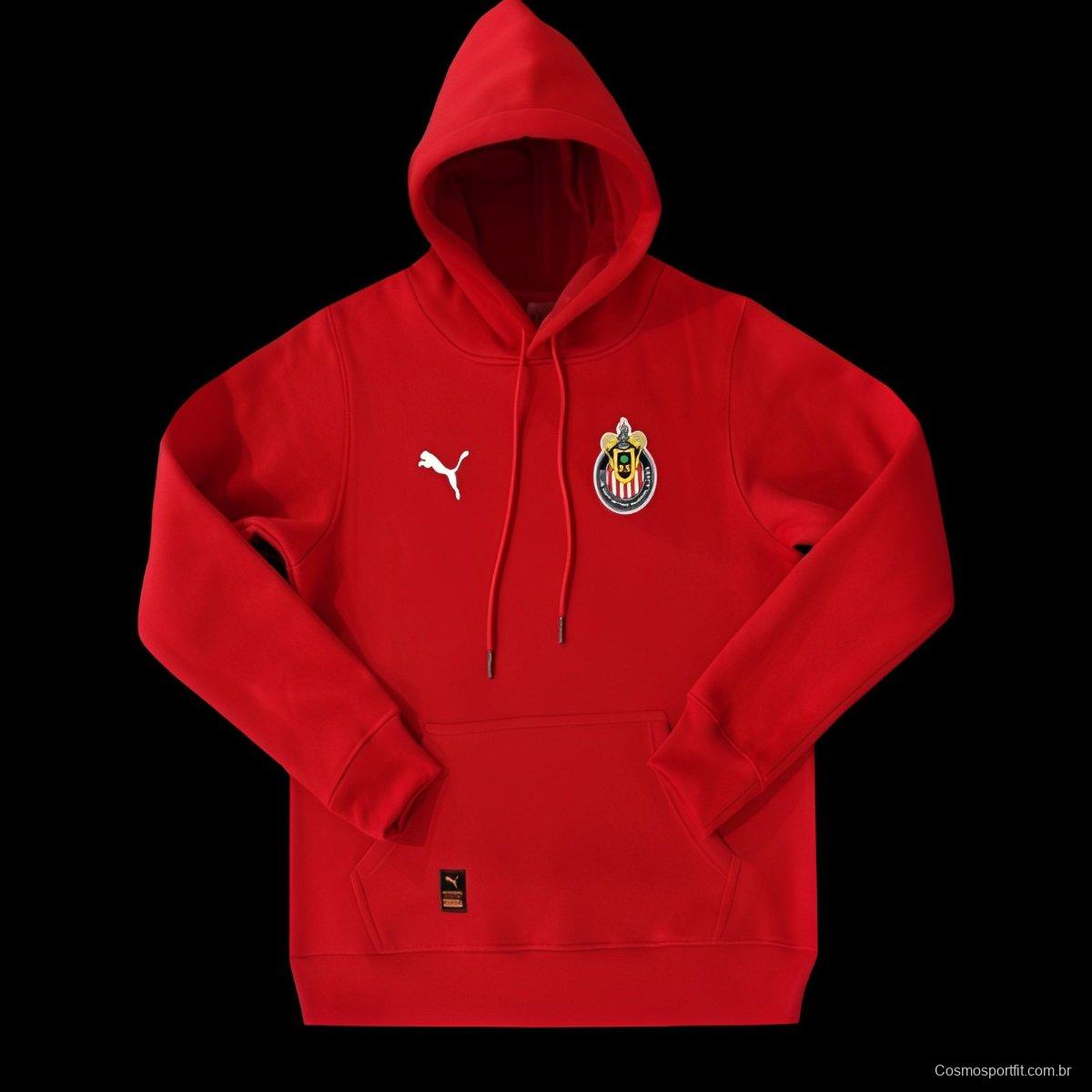 24/25 Chivas Guadalajara Navy/Red/Black/Beige/Grey Hoodie WIth Black Badge